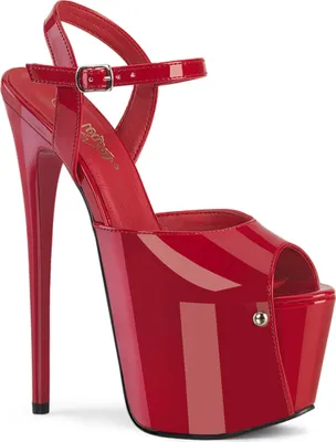 Produktbild von JUBILANT-09 Pleaser Damen Stiletto High Heels Riemen Plateausandaletten rot Lack
