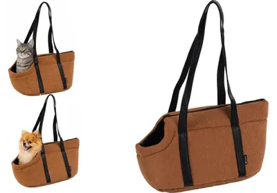 Productafbeelding van Honden tas - Draagtas Alessia, bruin – 46x23x25 cm – Polyester met ribcord