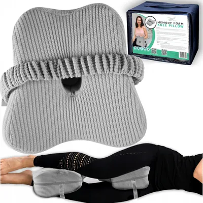 Produktbild von Orthopädisches Kniekissen aus Memory-Schaum Grau - Beinkissen zum Schlafen | Kissen für Seitenschläfer | Ergonomisches Seitenschläferkissen - 24 x 24