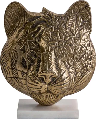Produktbild von BELIANI Dekorative Figur Gold Metall Tigergesicht-Form Ornament zum Ausstellen Dekoratives Schmuckstück