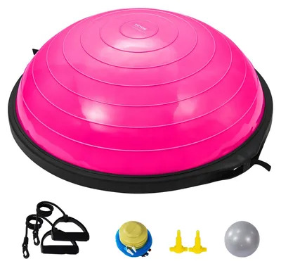 Produktbild von VEVOR Halb-Übungsball-Trainer, 23 Zoll Balanceball-Trainer, 300 kg Tragfähigkeit Stabilitätsball, Yoga-Ball mit Widerstandsbändern und Pumpe, Kraft-Fitnessball für das Home Gym, Ganzkörper-Workouts, Blau
