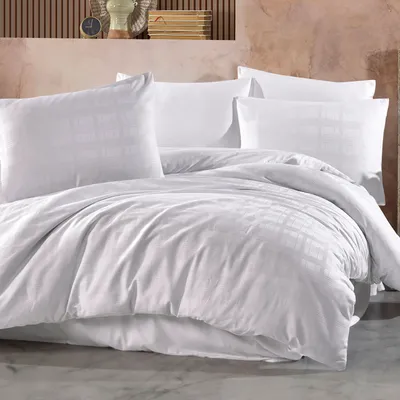 Produktbild von Baumwoll Satin Bettwäsche MARSELA WEISS/160x200 EXKLUSIV