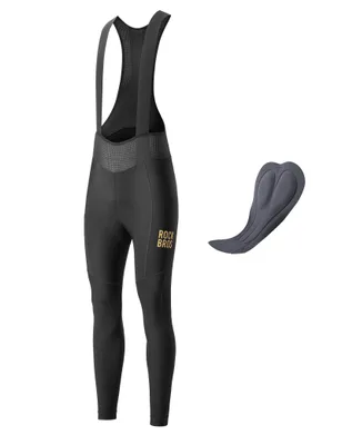 Produktbild von ROCKBROS Fahrradhose Herren Lang mit Trägern und Sitzpolster, Thermo Trägerhose winddicht für Rennrad MTB Gravel Schwarz EU Größe L