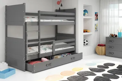 Produktbild von Etagenbett für Kinder mit Stauraum ohne Matratze 80x190 FERGUS – Graphit