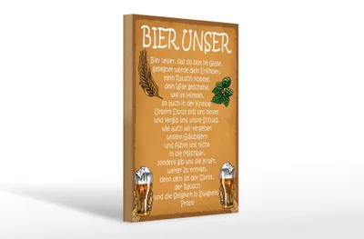 Produktbild von Holzschild  Bier Unser in Ewigkeit Gebet, 30x20 cm, Holzschilder Spruch Alkohol Beer