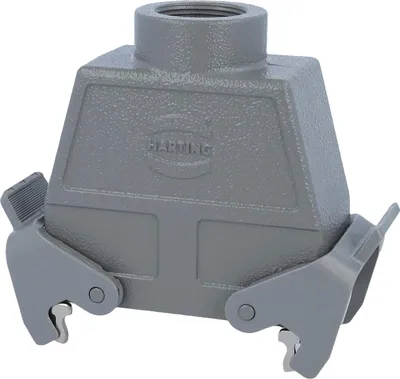 Image de HARTING Han 16B Boîtier à douille haut, 1xPG21 sortie de câble droite, avec 2 étriers transversaux Raccord à vis PG21 Plage de serrage 11,0 mm