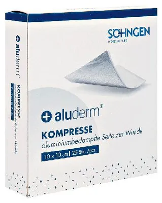 Produktbild von aluderm® Kompresse 10x10 cm Verpackungseinheit 25 St. | Packung (25 Stück)
