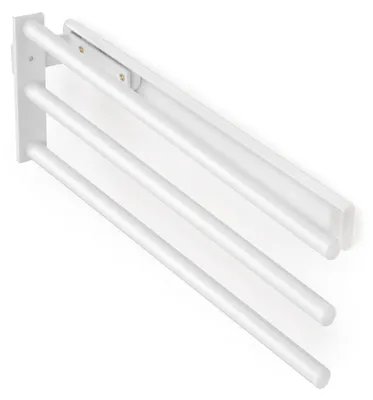 Produktbild von Ausziehbarer Handtuchhalter, 3 Arme, handtuchauszug küche oder Bad, 440 mm, Aluminium, Weiß