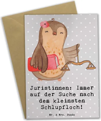 Produktbild von Mr. & Mrs. Panda valentinstagskarte Juristin Schlupfloch - Grau Pastell - Geschenk, hochzeitskarten, kommunionskarte, personalisierte Geschenke, Rechtsanwältin, Beruf
