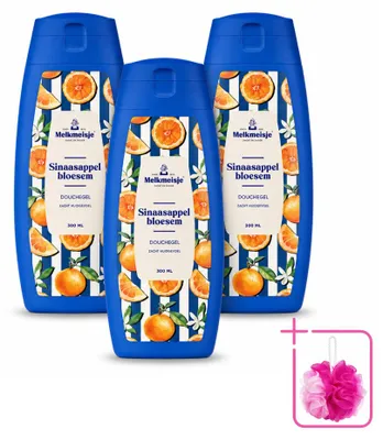 Imagen del producto de 3 unidades de gel de ducha Melkmeisje, aroma flor de naranja, 300 ml - Paquete ahorro