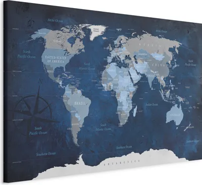 Produktbild von Italienischer Leinwand Leinwandbild - Dark Blue World 60x40 cm Karten k-A-0086-b-b