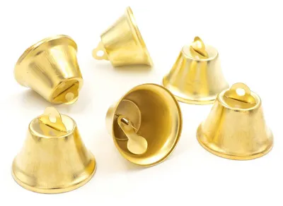 Produktbild von Vintageparts Glöckchen-Anhänger Metall goldfarben 28 mm für Geschenkanhänger und Dekoration, 6 Stück