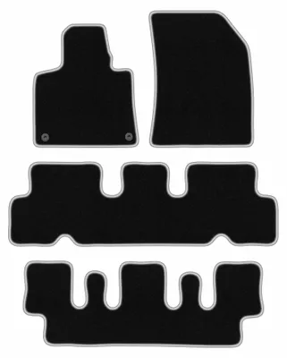 Image de Tapis de sol en moquette pour Citroen C4 Grand Picasso II 2013-2019 (Minivan 7 osób) – jeu 4 pièces, noir/argent, sur mesure – Wielganizator CARLUX