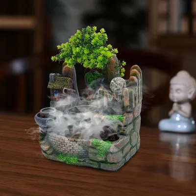 Image de Fontaine d'intérieur - Fontaine de table avec LED - Résine - 30×36 cm - 4 W - Prise UE - Pompe 220 V - Multicolore