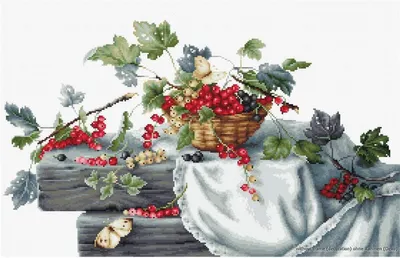 Zdjęcie produktu dla Zestaw do haftu krzyżykowego Luca-S "Czerwone porzeczki II", wzór liczony, 39,5x23,5cm