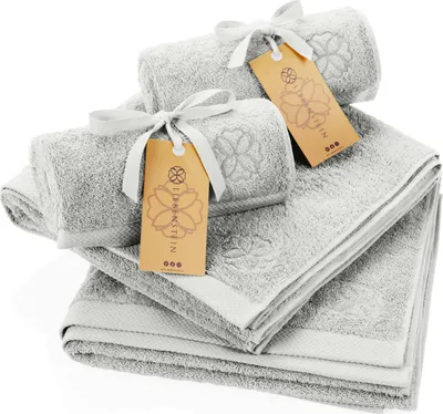 Produktbild von Liebenstein Handtuch Set 2 x Duschtuch 70 x 140 cm & 2 x Handtuch 50 x 100 cm - 550 g/m² hellgrau