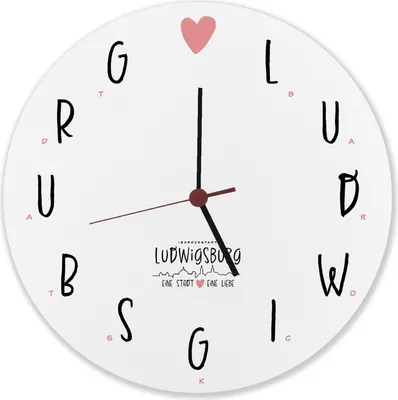 Produktbild von Ludwigsburg Wanduhr aus Alu mit Spruch Eine Stadt - Eine Liebe
