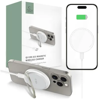 Immagine prodotto di Tech-Protect Qi15W-A33 Caricatore magnetico wireless Magsafe bianco