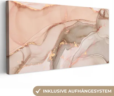 Produktbild von MuchoWow® - Leinwandbilder - Marmor - Rosa - Rosa, Wandbild, Wanddeko Bilder Wohnzimmer, 80x40 cm