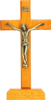 Produktbild von Kruzifix hölzernen Hand gemachtes katholisches Jesus Wandkreuz Religiöses Gebet zeigt Dekoration mit Basis