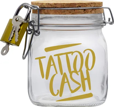Produktbild von Spardose Geld Geschenk Ideen Tattoo Cash Transparent Größe M 0.75 Liter