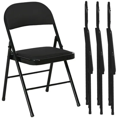 Produktbild von 4er-Set Klappstš¹hle mit gepolstertem Polyestersitz und Stahlrahmen, Schwarz
