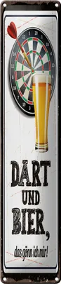 Produktbild von Blechschild Dart und Bier gönn ich mir, 46 x 10 cm, Blechschilder Spruch Sport Hobby