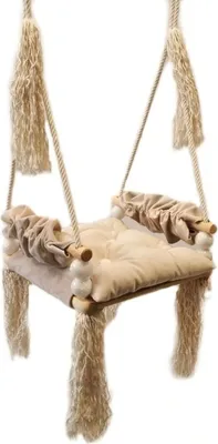 Produktbild von Love Gifts® Schaukel - Kinderschaukel 3-7 Jahre aus Holz, geeignet auch als Indoor Schaukel, montierbar an der Decke sowie im Türrahmen, Beige