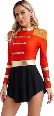 Productafbeelding van Damen Ringmaster Kostuum, circusdirectrice, rood, goud, zwart, maat XL, carnaval, vastenavond, circusvoorstelling, jurk, feest, Halloween