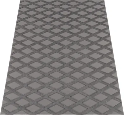 Image de Tapis salon chambre court boho skandi losange 3D gris anthracite Taille 160x220 cm