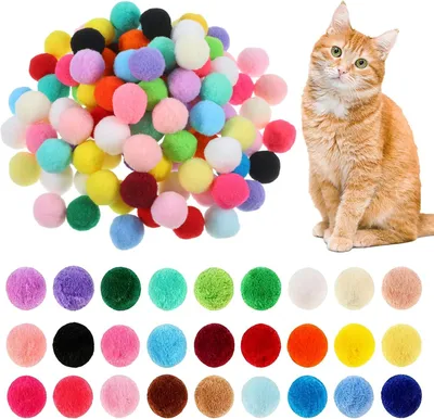 Productafbeelding van Viltballetjes, 100 stuks, diameter 2,5 cm, interactief kattenspeelgoed