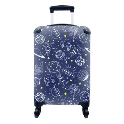 Produktbild von MuchoWow® Koffer Handgepäck Trolley Rollkoffer Kleine Reisekoffer mit 4 Rollen - Weltraum - Sterne - Muster - Planeten - Cabin Size < 55x40x23 cm & 55x40x20 cm - Fotokoffer - Kabinenkoffer - Boardgepäck - Reise-Box - Reisekoffer - Reisegepäck - Koffer mit Bild - Trolley für Kinder