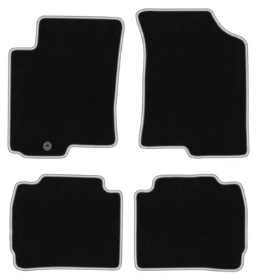 Produktbild von Fußmatten Automatten Velours Schwarz/Silber für Kia Cerato 2004-2008 Set 4-tlg