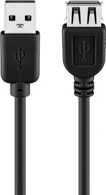 Produktbild von USB-A-Verlängerung, 0,3 m, schwarz 2,5 W, 0,5 A, 480 Mbit/s, USB 2.0