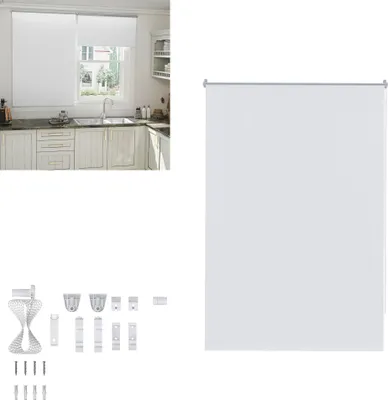 Obrázek produktu pro XINZI zatemňovací roleta Okenní roleta Boční roleta, zatemňovací roleta bez vrtání a  šroubování, pro okna a dveře (110 x 160 cm, bílá)