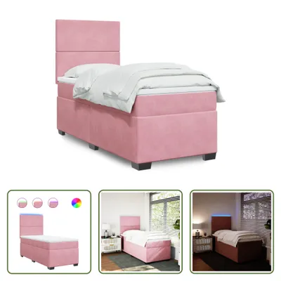 Produktbild von The Living Store Boxspringbett mit Matratze Rosa 90x190 cm Samt