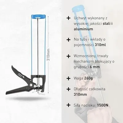 Zdjęcie produktu dla Pistolet do wyciskania nabojów 310 ml siła 1500 n profesjonalny