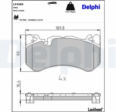 Produktbild von DELPHI Bremsbeläge Satz Vorne Bremsklötze passend für MERCEDES-BENZ E-Klasse Limousine (W213) LP3589