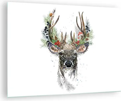 Produktbild von Bilder auf glas - Einteilig - Surrealismus Hirsch Boho - 70x50cm - Glasbilder - Wandbilder - Bilder - zum Aufhängen bereit - Wanddekoration aus Glas - Glas Bilder - Wandbild auf Glas - GAA70x50-4486