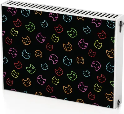 Produktbild von Neonkatzen – Magnetische Heizkörperabdeckung – 80x60 cm – Magnet Heizkörperabdeckung – 3D Würfel – Heizkörperverkleidung – Magnetische Wandverkleidung – Wetterfest