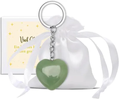Produktbild von Geschenkbox mit herzförmigem Schlüsselanhänger, Rosenquarz Aventurin Amethyst, für Geburtstag