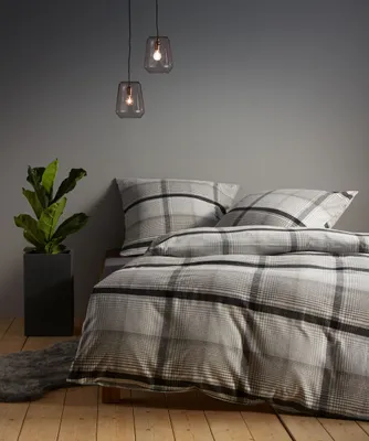 Produktbild von Fleuresse Lech Edelflanell Bettwäsche 155x220 Karo grau platin silber 604385-07