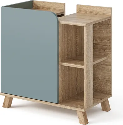 Immagine prodotto di Mobiletto per lavabo Vicco Karen Sonoma/blu 60 x 65 cm con porta e vani aperti, Model 47283