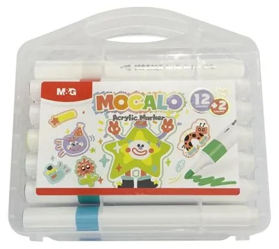Immagine prodotto di Set di pennarelli acrilici rotondi Mocalo 12 + 2 colori M&G