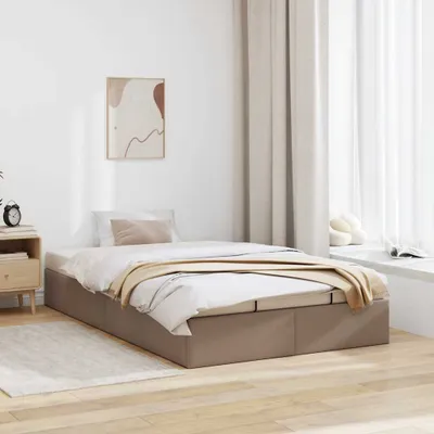 Zdjęcie produktu dla Maison Exclusive – łóżko z podnóżkiem bez materaca Cappucino 120 x 200 cm, skóra ekologiczna