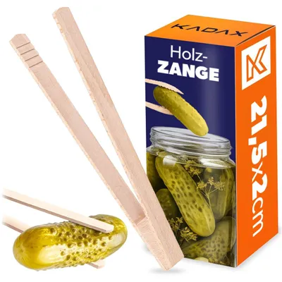 Produktbild von KADAX Gurkenzange 21,5cm, Grillzange aus Holz, Küchenzange für Grill, Kochen, Braten und Servieren von Speisen, Holzzange für Gurken, Holzgrillzange, Kochzange
