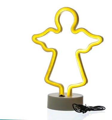 Produktbild von LED NEON Figur ENGEL - Neonlicht - H: 28cm - Batterie oder USB Betrieb - stehend - warmweiß