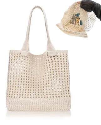 Zdjęcie produktu dla Inovra - Lekka torba plażowa - Torba plażowa z zamkiem - Torba typu "totebag" wykonana z bawełny - Damska torba plażowa - Torba podróżna/dla studentów - Duża pojemność