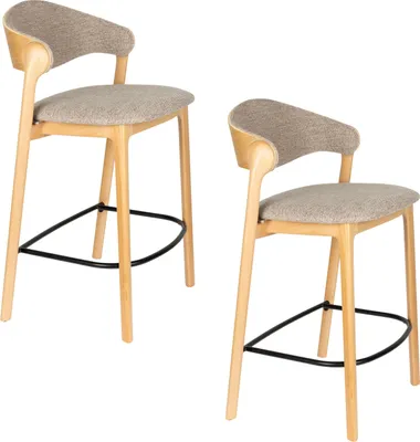 Produktbild von Dutchbone Babington Barhocker mit Rückenlehne 65 cm Naturel - 2 er Set