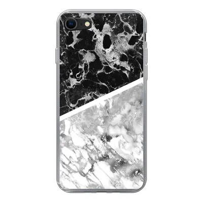 Produktbild von MuchoWow® Handyhülle Schutzhülle Hülle für iPhone SE 2022 Marmor - Schwarz - Weiß - Luxus Silikon Softcase Handy Hülle - Schutzhülle